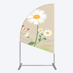 Aperturee - Aperturee Butterfly And Daisy Floral Birthday Half Moon Arch Backdrop