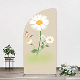 Aperturee - Aperturee Butterfly And Daisy Floral Birthday Half Moon Arch Backdrop