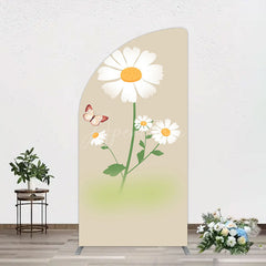 Aperturee - Aperturee Butterfly And Daisy Floral Birthday Half Moon Arch Backdrop