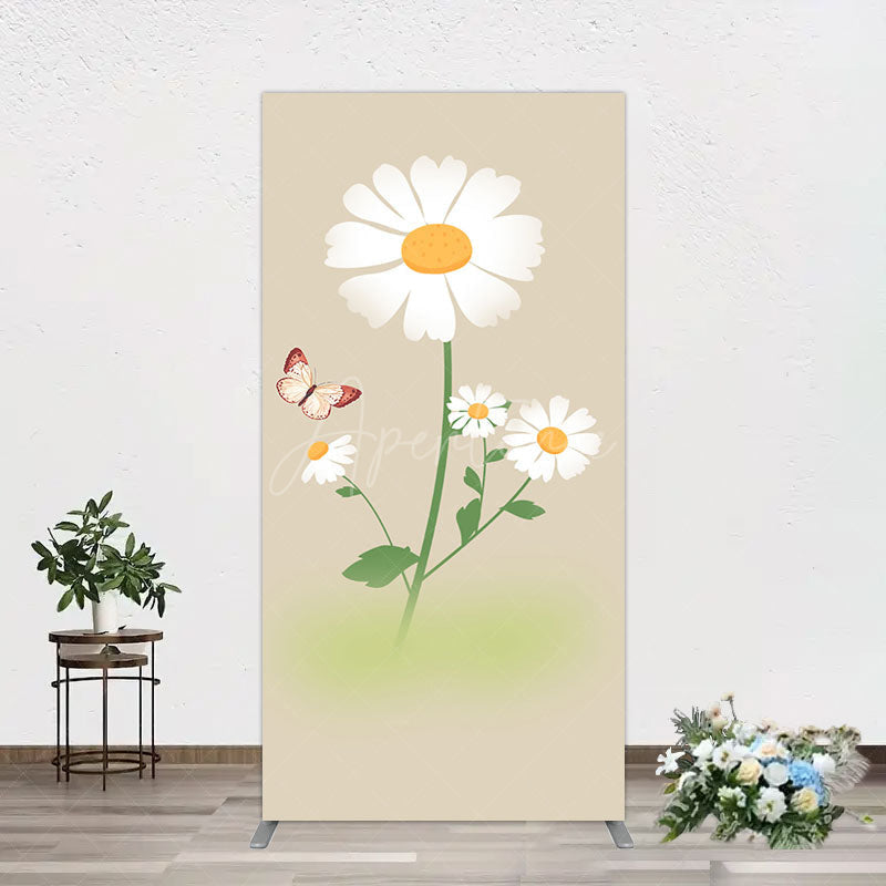 Aperturee - Aperturee Butterfly And Daisy Floral Birthday Rectangle Backdrop