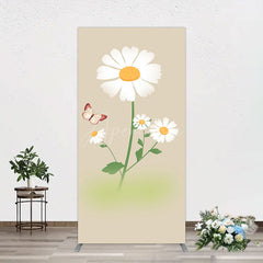 Aperturee - Aperturee Butterfly And Daisy Floral Birthday Rectangle Backdrop