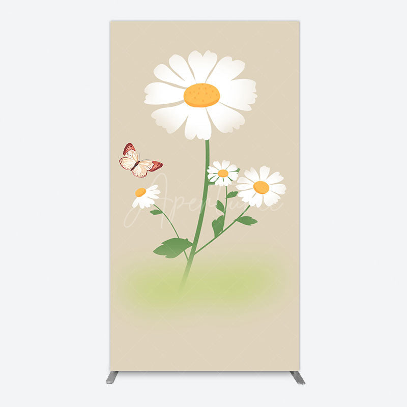 Aperturee - Aperturee Butterfly And Daisy Floral Birthday Rectangle Backdrop