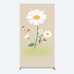 Aperturee - Aperturee Butterfly And Daisy Floral Birthday Rectangle Backdrop