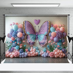 Aperturee - Aperturee Butterfly Elegant Floral Balloons Wedding Backdrop