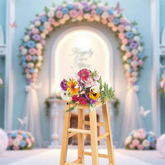 Aperturee - Aperturee Butterfly Floral Arch Sweet Balloon Wedding Backdrop