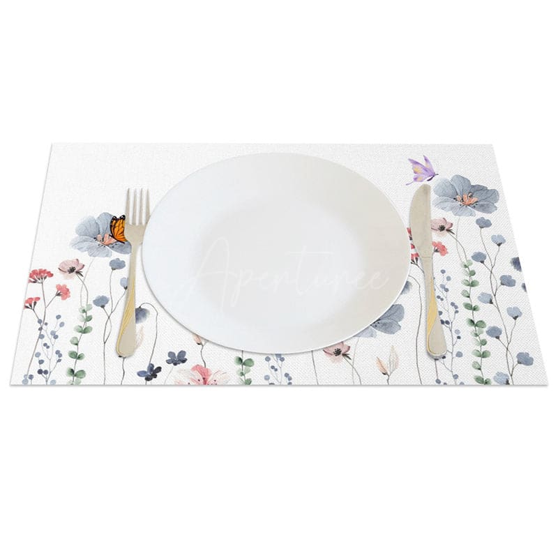 Aperturee - Aperturee Butterfly Floral Spring Sweet Set of 4 Placemats