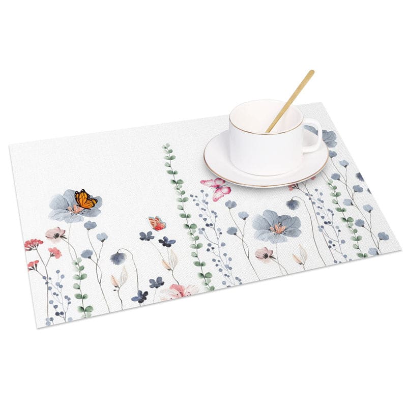 Aperturee - Aperturee Butterfly Floral Spring Sweet Set of 4 Placemats