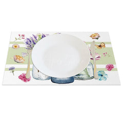 Aperturee - Aperturee Butterfly Floral Vases Spring Set of 4 Placemats