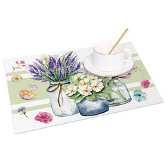 Aperturee - Aperturee Butterfly Floral Vases Spring Set of 4 Placemats