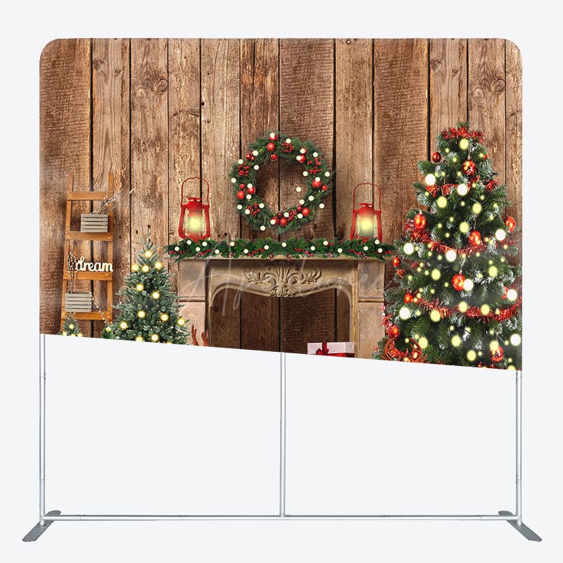 Aperturee - Aperturee Cabin Lights Merry Christmas Pillow Cover Backdrop