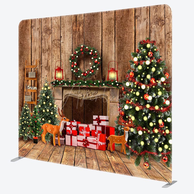 Aperturee - Aperturee Cabin Lights Merry Christmas Pillow Cover Backdrop