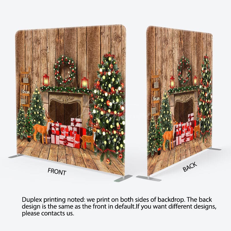 Aperturee - Aperturee Cabin Lights Merry Christmas Pillow Cover Backdrop