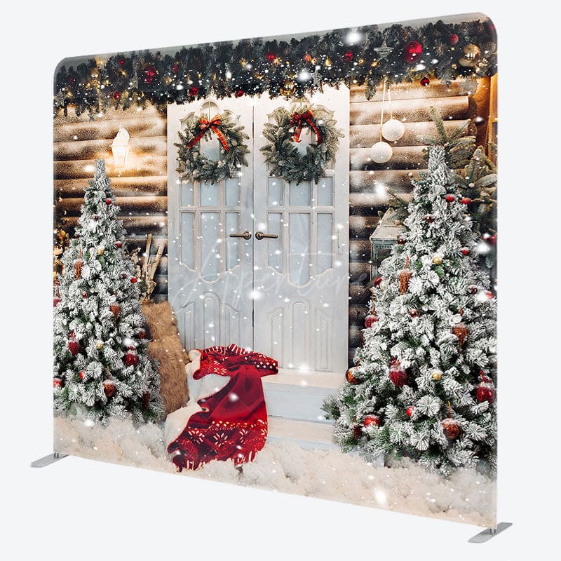 Aperturee - Aperturee Cabin Tree Scarf Christmas Tension Fabric Backdrop