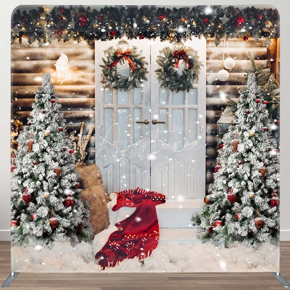 Aperturee - Aperturee Cabin Tree Scarf Christmas Tension Fabric Backdrop