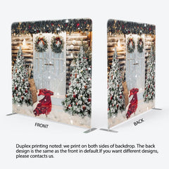 Aperturee - Aperturee Cabin Tree Scarf Christmas Tension Fabric Backdrop