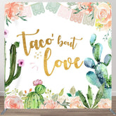 Aperturee - Aperturee Cactus And Flower Fabric Backdrop Cover for Wedding