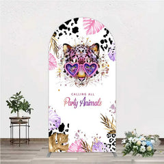 Aperturee - Aperturee Calling All Party Animals Arch Backdrop Wild Leopard Pink Glasses Safari Decor