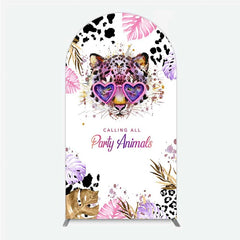 Aperturee - Aperturee Calling All Party Animals Arch Backdrop Wild Leopard Pink Glasses Safari Decor