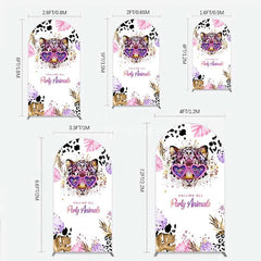Aperturee - Aperturee Calling All Party Animals Arch Backdrop Wild Leopard Pink Glasses Safari Decor