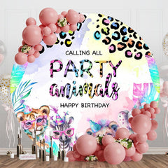 Aperturee - Aperturee Calling All Party Animals Round Birthday Backdrop
