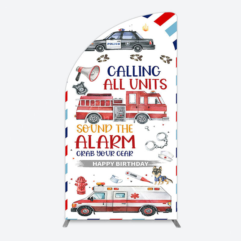 Aperturee - Aperturee Calling All Units Theme Happy Birthday Half Moon Arch Backdrop