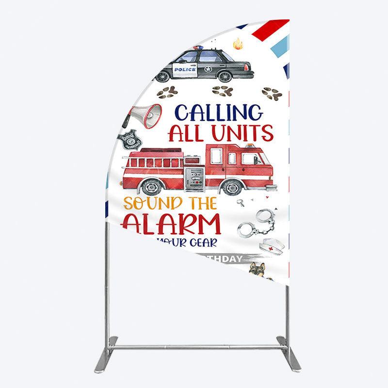 Aperturee - Aperturee Calling All Units Theme Happy Birthday Half Moon Arch Backdrop