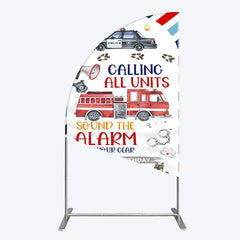 Aperturee - Aperturee Calling All Units Theme Happy Birthday Half Moon Arch Backdrop