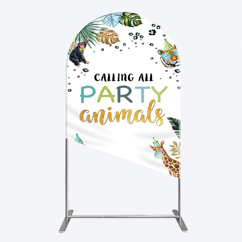 Aperturee - Aperturee Calling Party Animals Jungle Birthday Arch Backdrop