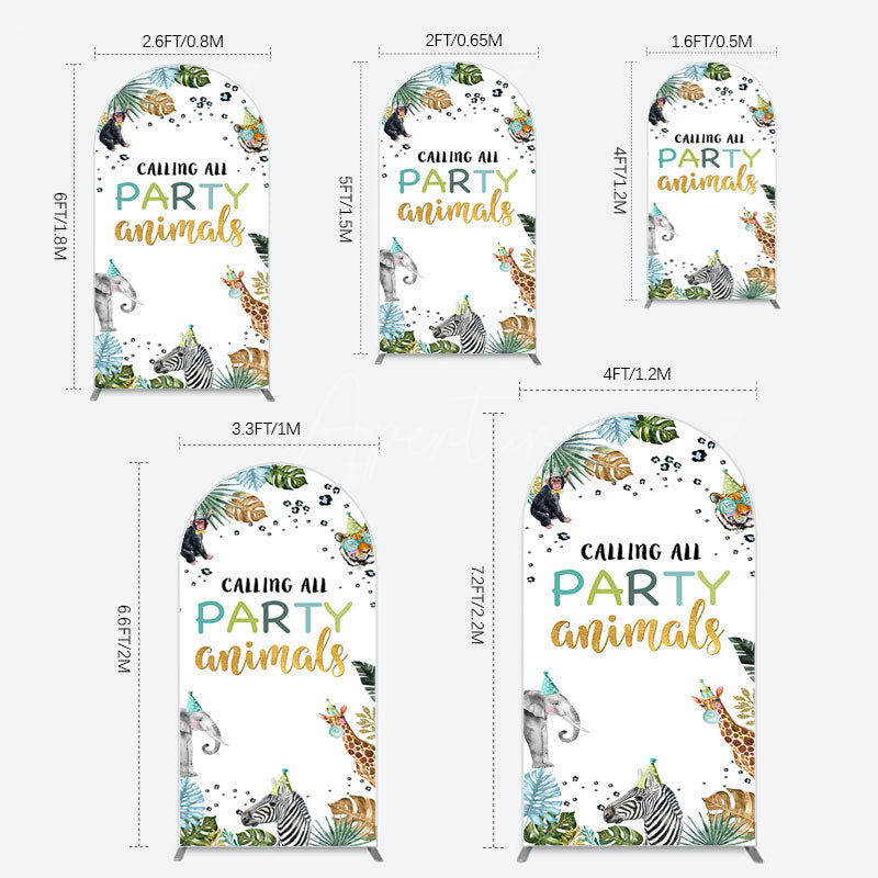 Aperturee - Aperturee Calling Party Animals Jungle Birthday Arch Backdrop