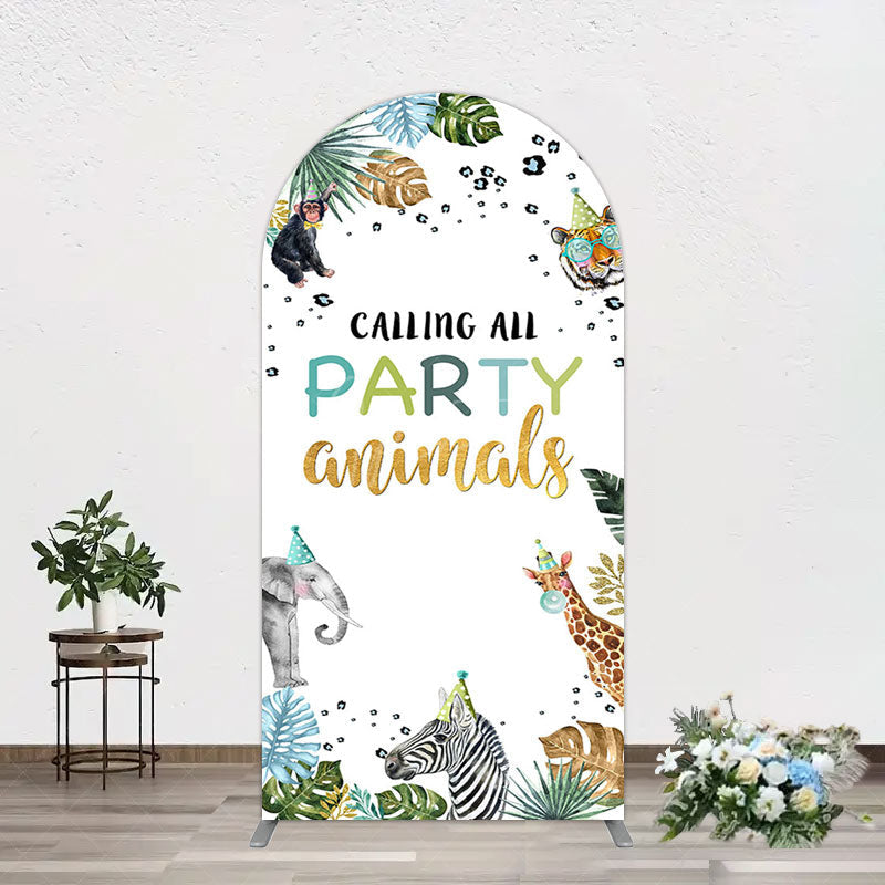 Aperturee - Aperturee Calling Party Animals Jungle Birthday Arch Backdrop