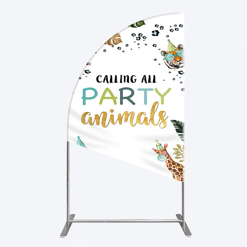 Aperturee - Aperturee Calling Party Animals Jungle Birthday Half Moon Arch Backdrop