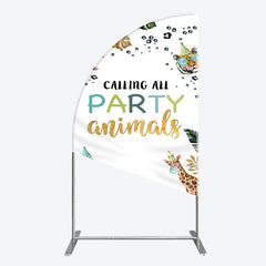Aperturee - Aperturee Calling Party Animals Jungle Birthday Half Moon Arch Backdrop