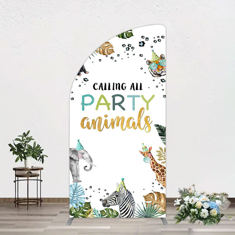 Aperturee - Aperturee Calling Party Animals Jungle Birthday Half Moon Arch Backdrop