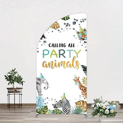 Aperturee - Aperturee Calling Party Animals Jungle Birthday Half Moon Arch Backdrop