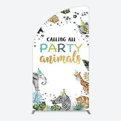 Aperturee - Aperturee Calling Party Animals Jungle Birthday Half Moon Arch Backdrop