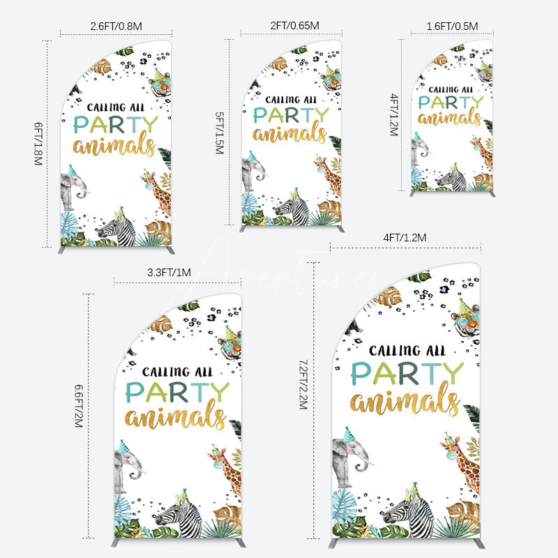 Aperturee - Aperturee Calling Party Animals Jungle Birthday Half Moon Arch Backdrop