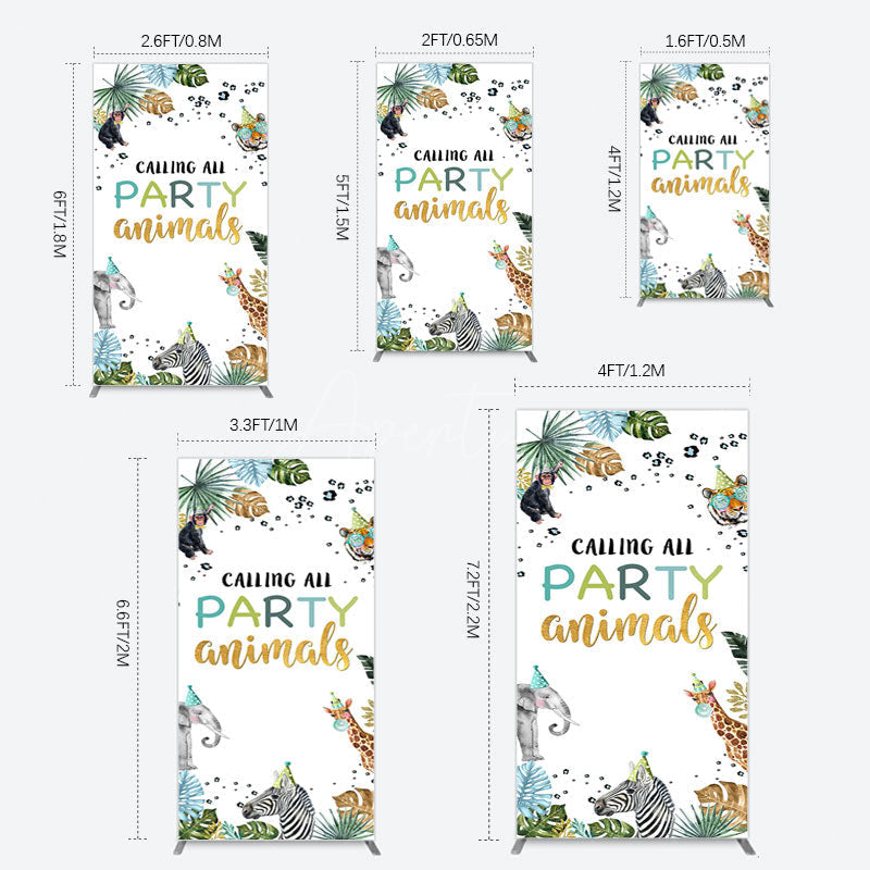 Aperturee - Aperturee Calling Party Animals Jungle Birthday Rectangle Backdrop