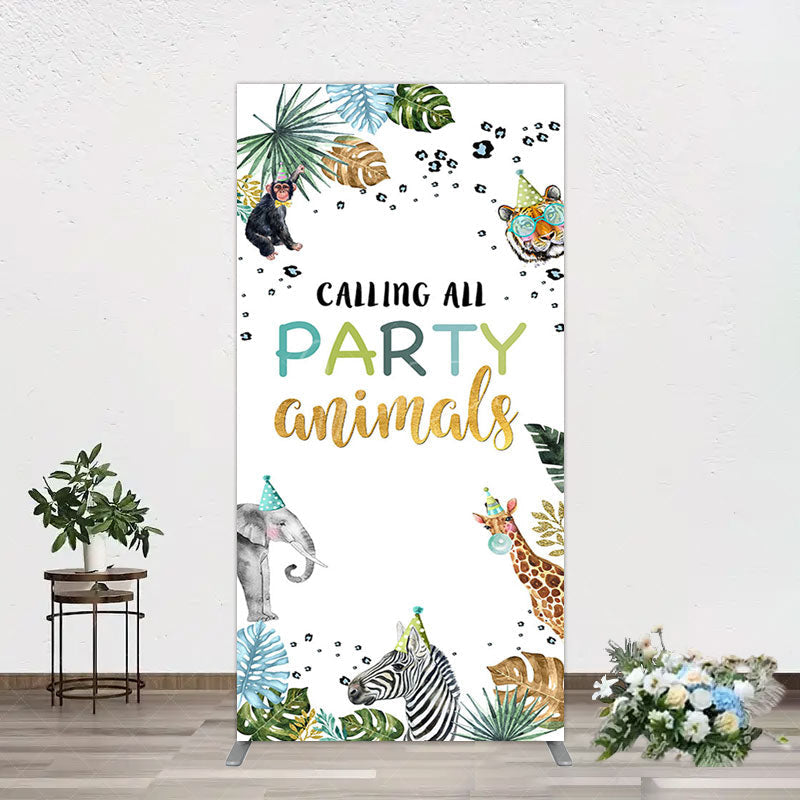 Aperturee - Aperturee Calling Party Animals Jungle Birthday Rectangle Backdrop