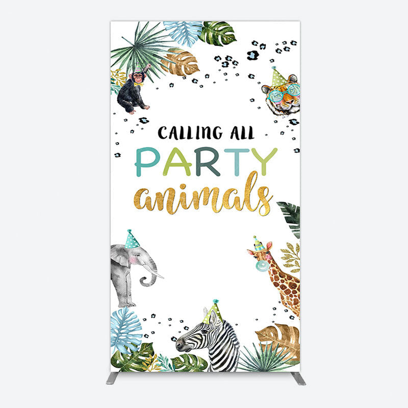 Aperturee - Aperturee Calling Party Animals Jungle Birthday Rectangle Backdrop