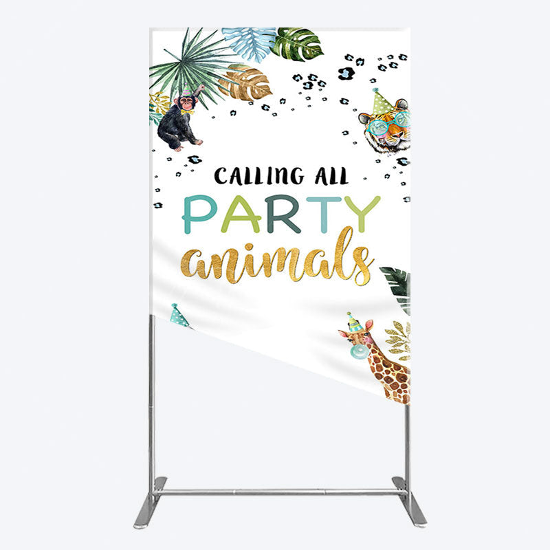 Aperturee - Aperturee Calling Party Animals Jungle Birthday Rectangle Backdrop