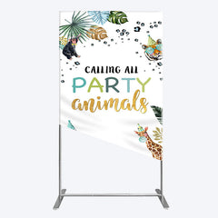 Aperturee - Aperturee Calling Party Animals Jungle Birthday Rectangle Backdrop