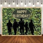 Aperturee - Aperturee Camouflage Soldier Happy Birthday Backdrop For Boy