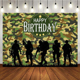 Aperturee - Aperturee Camouflage Soldier Silhouette Birthday Backdrop