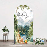 Aperturee Aperturee Camping Adventure Begin Bear Baby Shower Arch Backdrop
