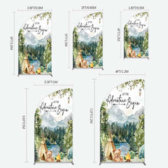 Aperturee Aperturee Camping Adventure Begin Bear Baby Shower Half Moon Arch Backdrop