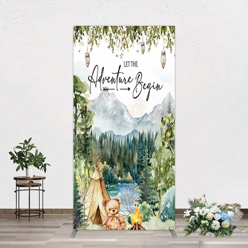 Aperturee Aperturee Camping Adventure Begin Bear Baby Shower Rectangle Backdrop