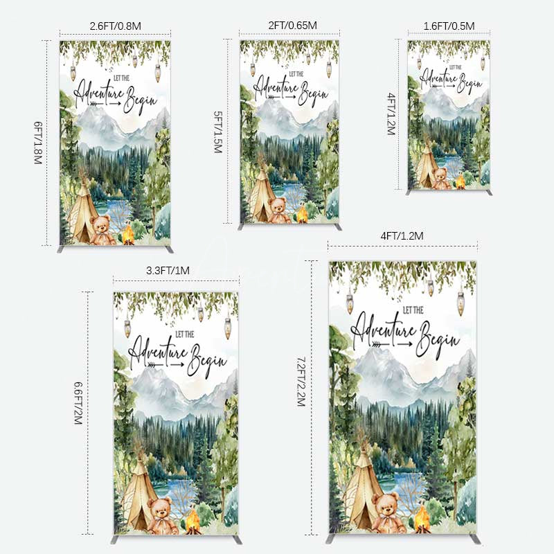 Aperturee Aperturee Camping Adventure Begin Bear Baby Shower Rectangle Backdrop