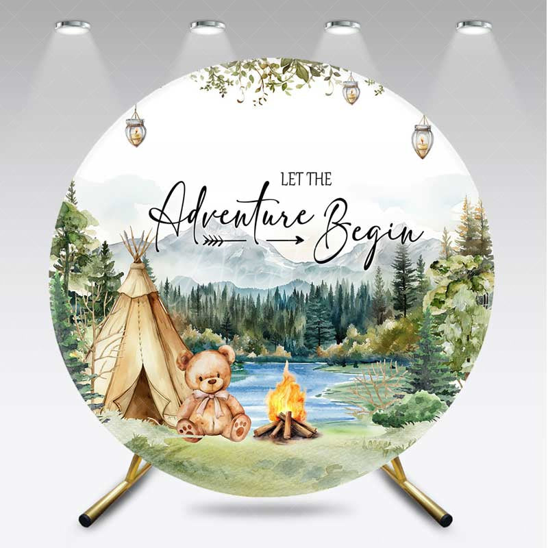 Aperturee Aperturee Camping Adventure Begin Bear Round Baby Shower Cover