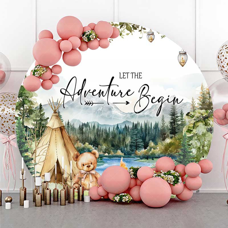 Aperturee Aperturee Camping Adventure Begin Bear Round Baby Shower Cover