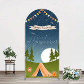 Aperturee - Aperturee Camping Night Forest Happy Birthday Arch Backdrop